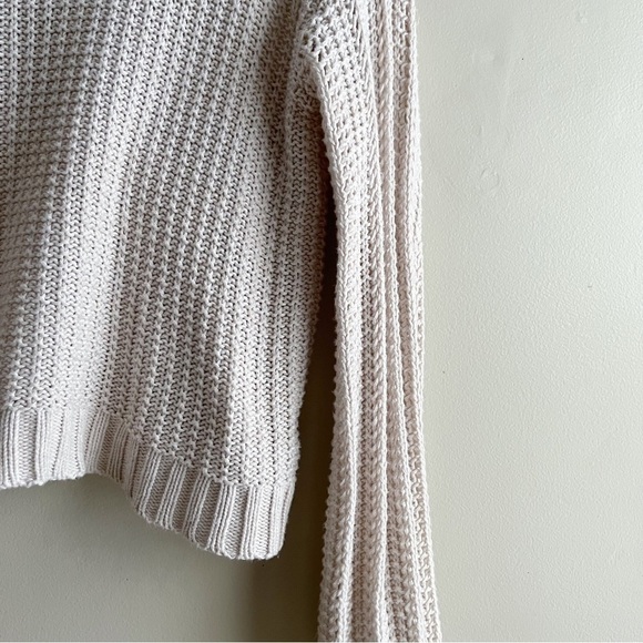American Eagle • Crochet Knit Sweater in Natural, Balloon Sleeves, Size XS - Picture 5 of 12